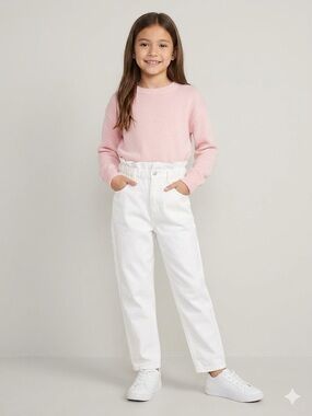 Levi's White High Loose Paperbag Jeans With Elastic Waist